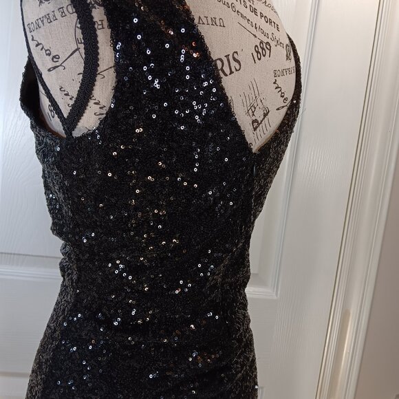 Seductions NWOT Black Sequins Bodycon Cocktail Formal Mini Dress Women Size S - Picture 11 of 16